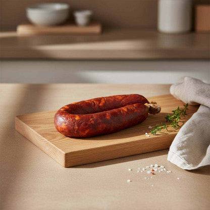 Gourmet BBQ Box with Texas hot link sausages, pork frankfurters, chorizo, and hot honey