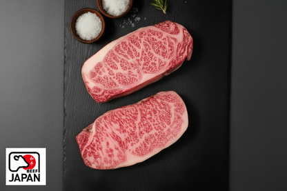 Japanese A5 Wagyu sirloin steak with fine marbling in 2x400g portions