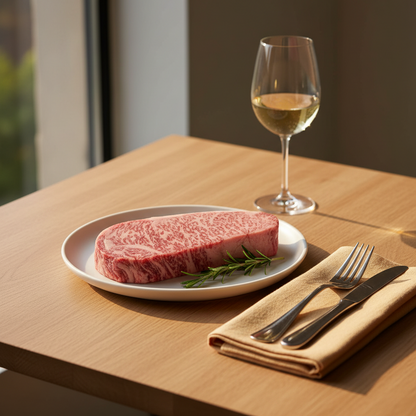 Fresh Japanese Wagyu A5 sirloin BMS 10-12 from Kagoshima