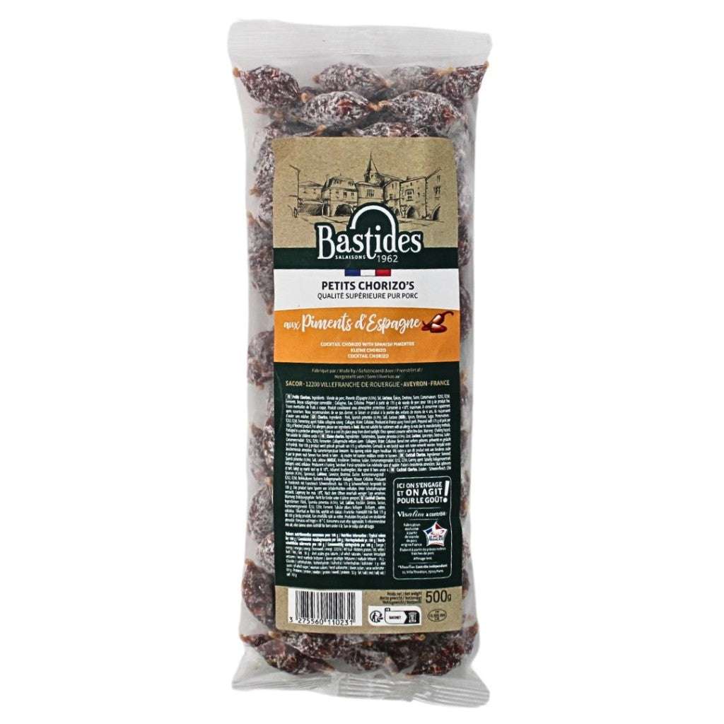 Pack of mini chorizo grelots cured meat sausages 500g