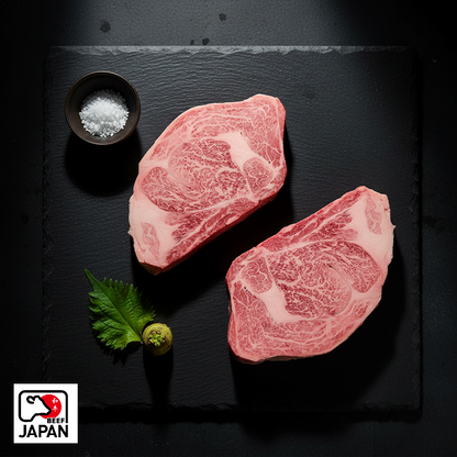 Japanese Wagyu Ribeye, A5, 2 x 200g with Beef Japan origin badge