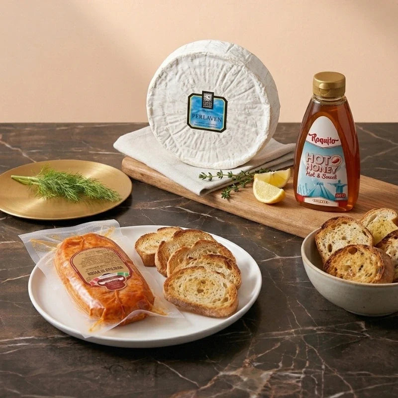 Nduja and cheese set with hot honey and crackers