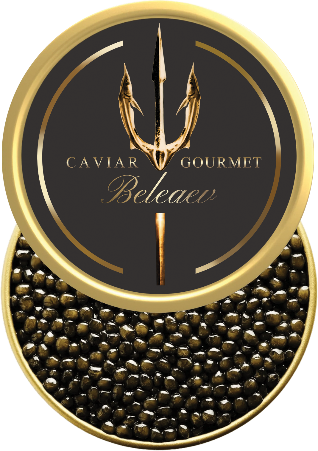 Royal Oscietra Caviar set with grey to golden eggs and delicate buttery taste