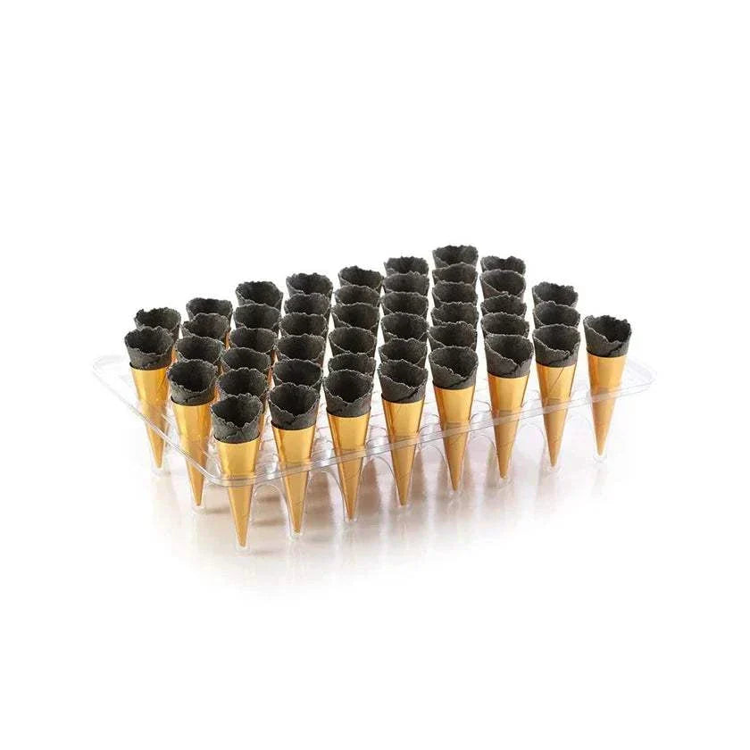 Pack of 45 savoury fillable charcoal mini canape cones