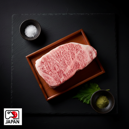 Japanese Wagyu Ribeye, A5, 200g with Beef Japan origin badge