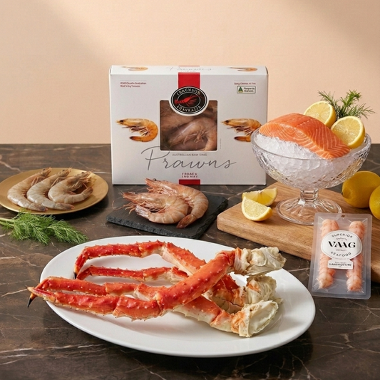 The Seafood Grill Hamper with king crab, prawns and salmon