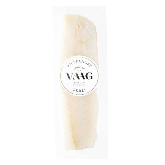 Frozen skrei cod long loin fillet weighing 1.2kg with fresh white flesh