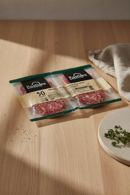 Summer picnic hamper with cheese, sliced saucisson, strawberry conserve, and toast