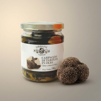 Close-up of Summer Truffle Carpaccio 180gr showcasing thinly sliced summer truffle petals