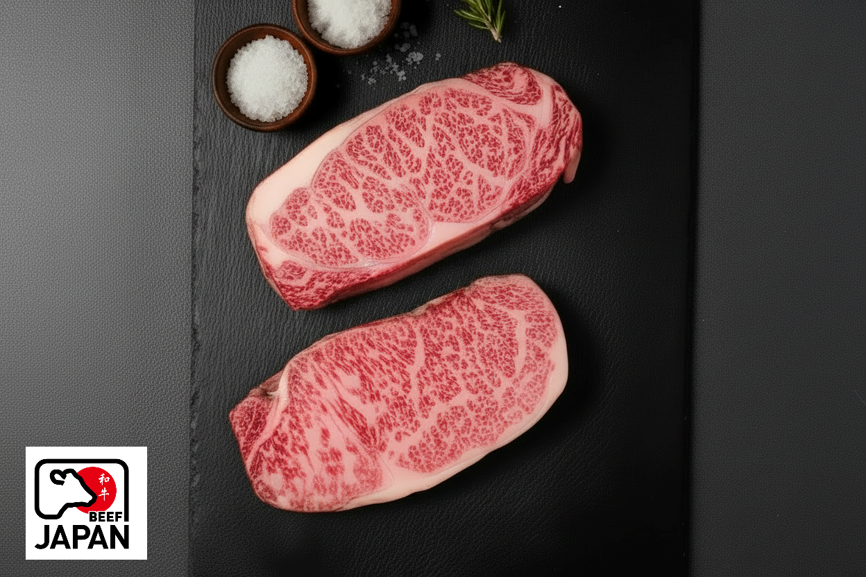 Japanese A5 Wagyu Sirloin, 2x400g with Beef Japan origin badge