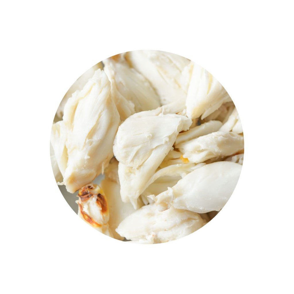 454g pack of white crab meat in clear container
