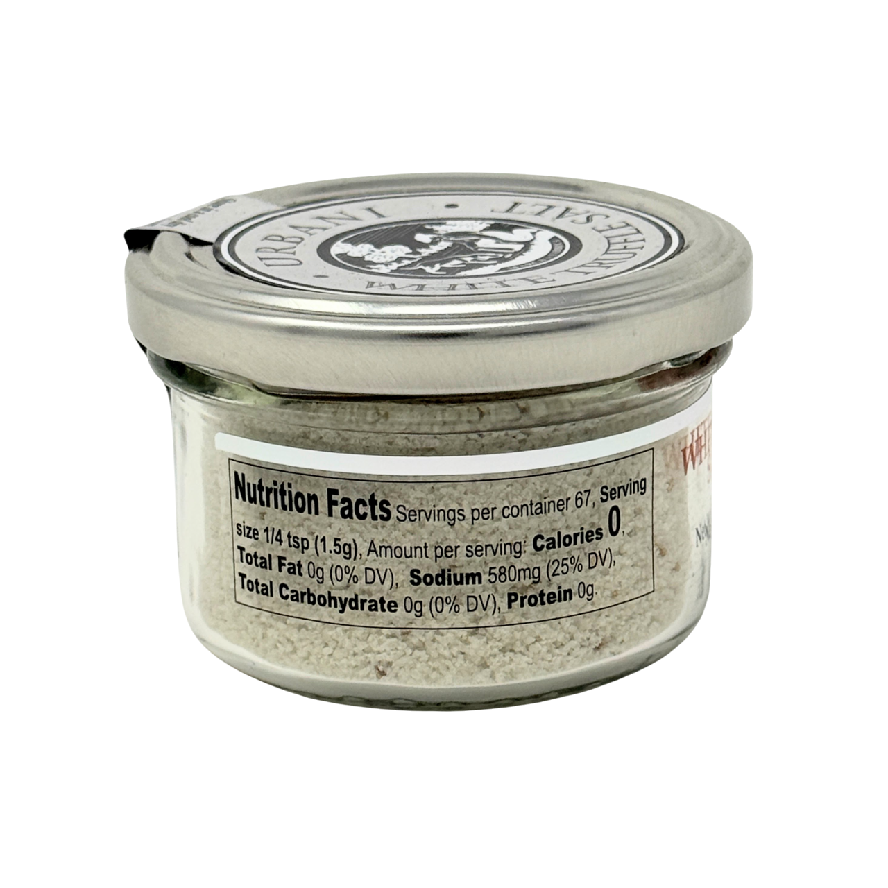 White Truffle Salt 100gr packaging with salt crystals