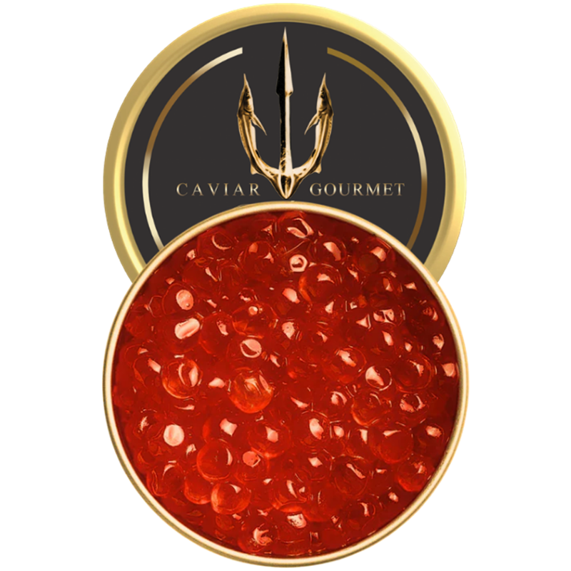 Wild salmon roe large translucent orange pearls with juicy pop