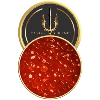 Wild salmon roe large translucent orange pearls with juicy pop